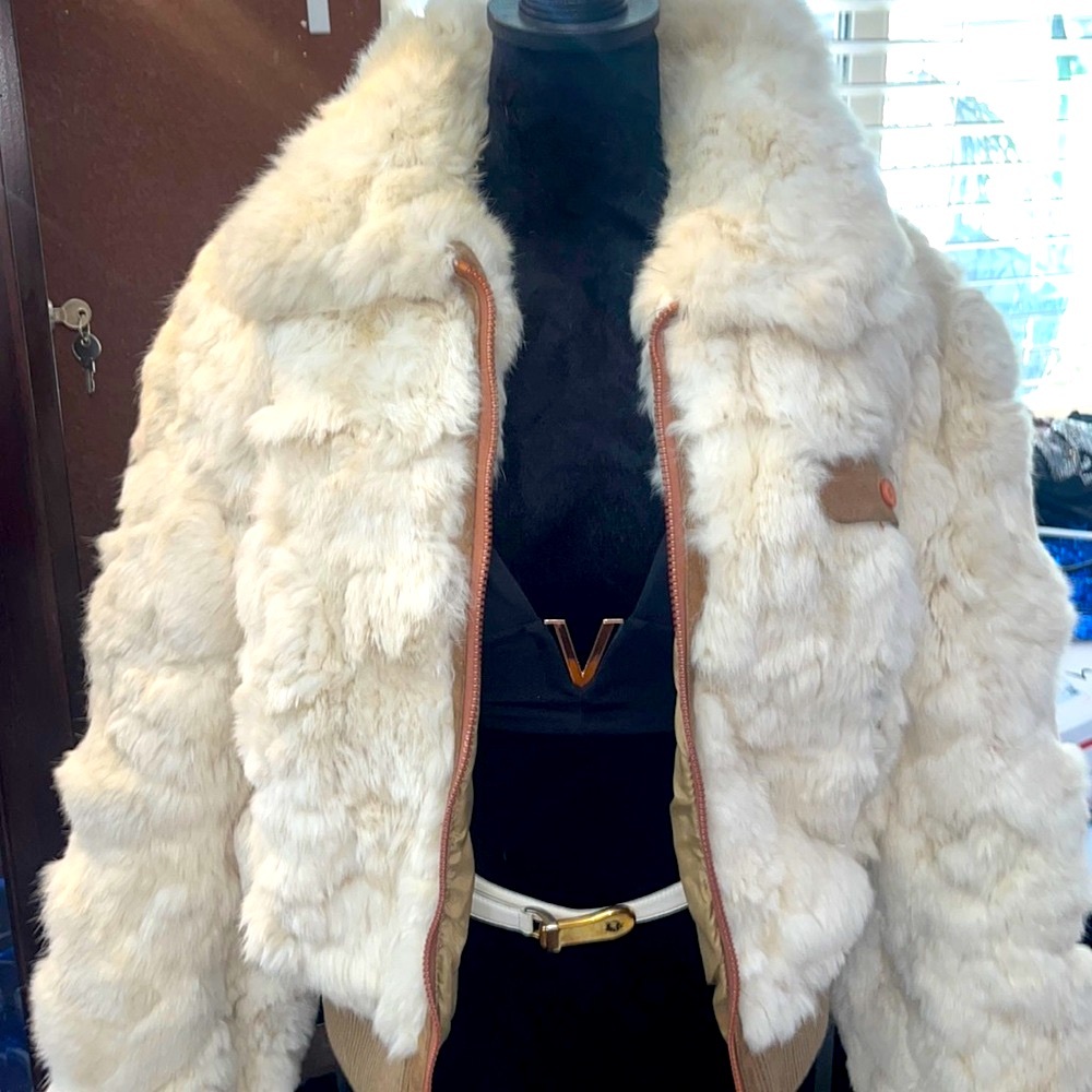 RABBIT FUR zip up coat